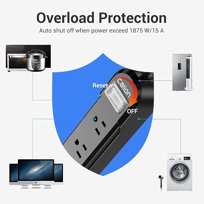 IPX6 Outdoor Power Strip Weatherproof, Waterproof Surge Protector with 3 Wide Outlet 15FT Long Extension Cord, Wall Mountable for Outside Decorations and More UL Listed(Black)