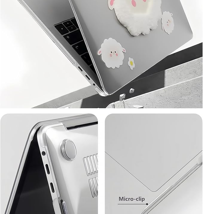 DTangLsm Compatible with MacBook Pro 13 inch Case M2 2024 2023 2022-2016 A2338 M1 A2159 A2289 A2251 A1989 A1706 A1708 Handmade Plastic Hard Shell 3D Plush Sheep Case & Keyboard Cover, Cute Sheep