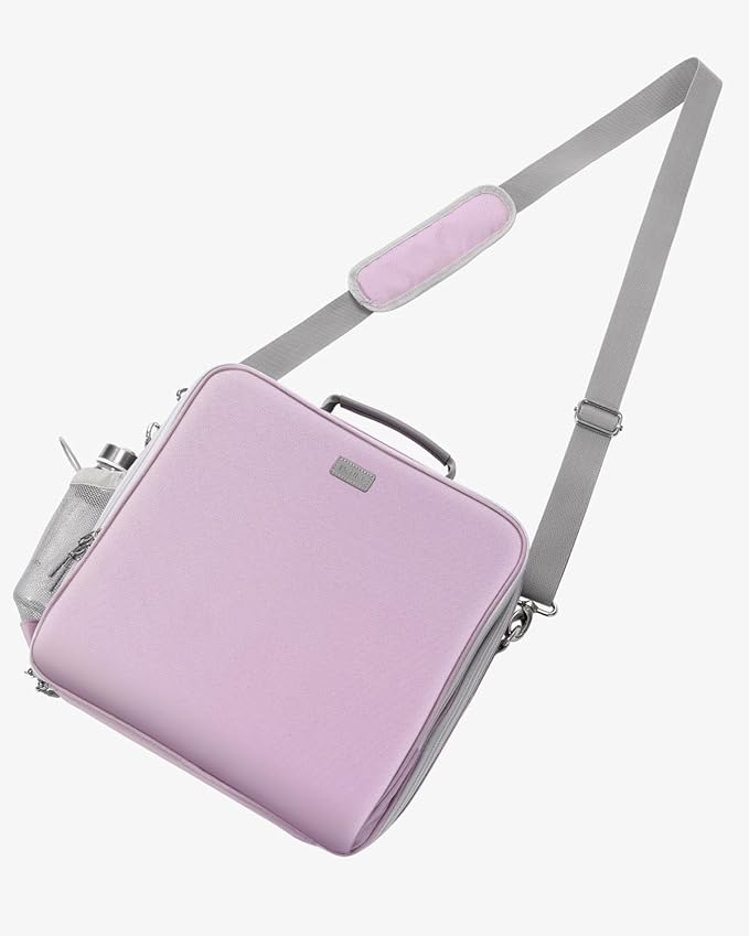 Zipper Binder, 3 Inch D-Ring 3 Ring with Water Bottle Holder,700 Sheet Capacity-Multiple Pockets,Binder with Strap for School/Office, Fit for 13" Tablet/Laptop,Patent Design-Purple