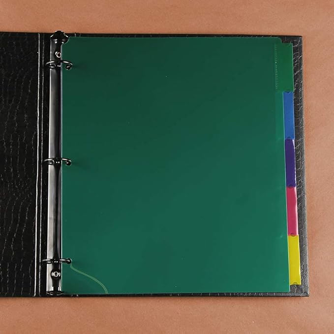 JAM PAPER Plastic Index 5-Tab Dividers - 9 3/4 x 11 1/2 - Assorted Multi-Color - 5 Tabbed Dividers/Pack