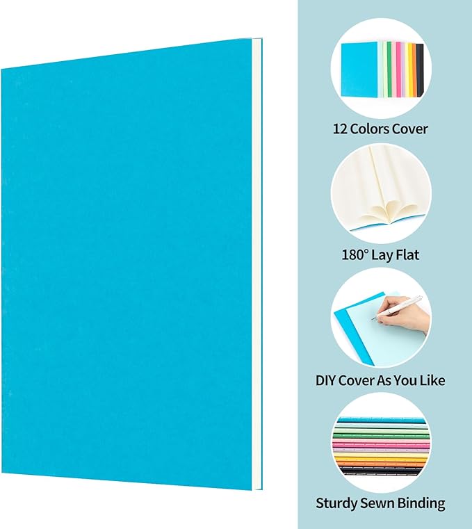 24 Pack Colorful Blank Notebooks for writing, Journals Bulk, A5 Composition Books, 8.3x5.5 Inch, 60 Pages, 30 Sheets Sketchbooks for Office School Travel Supplies (Blank-24 pack, 12 Colors)
