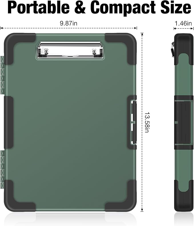 Sooez Toughest Clipboard with Storage, Internal Pen Pouch Included, Letter/ A4 Size, Shockproof Heavy Duty Plastic Clip Boards 8.5x11”, High Capacity Clipboards Box Case for Contractor Trucker Driver