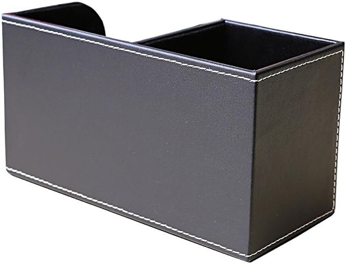 KINGFOM 3PCS/SET Desk Organizer Sets Leatherette Office Accessories Supplies Including Tissue Holder,Pencil Holder and Business Name Cards Stand Black