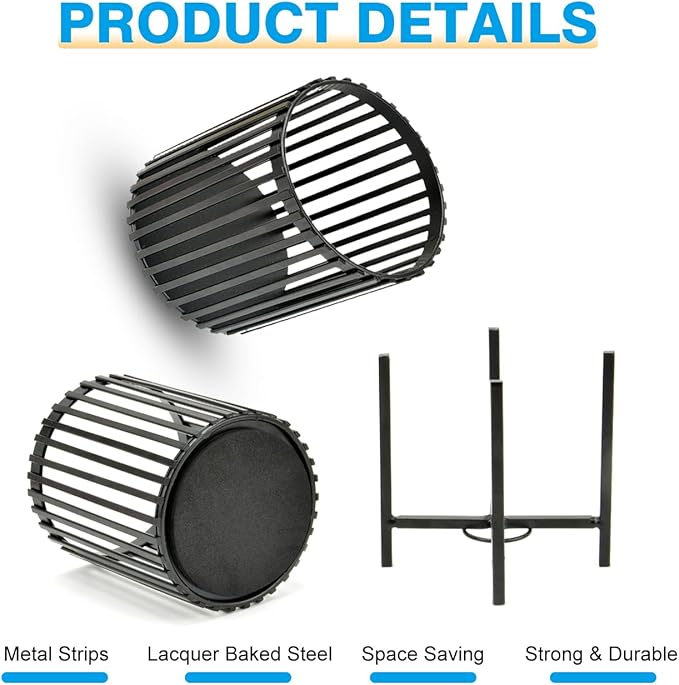 Black Pen Holder Cup for Desk, Black Metal Pencil Holder, Premium Metal Pen Cup Pencil Holder Marker Holder, Desk Accessories Organizer for Home & Office