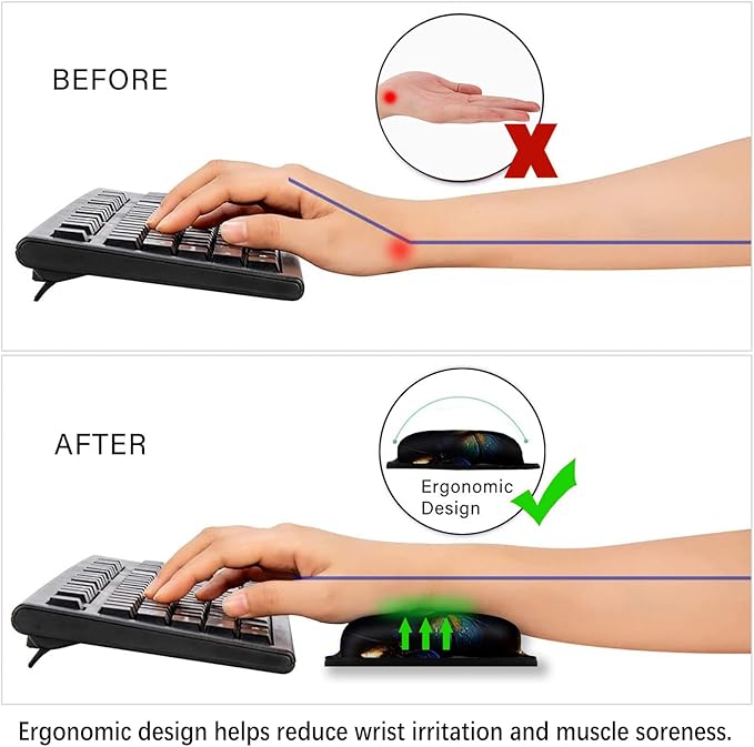 ARTSO Ergonomic Mouse Pad with Wrist Rest, Comfortable Keyboard Wrist Rest, Memory Foam Mousepad for Computer Keyboard, Mouse Pad Set for Easy Typing, Pain Relief, Night Butterfly