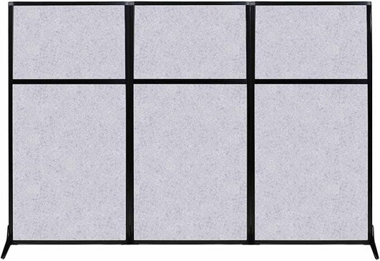 Versare Office Workstation Screen | Portable Wall Divider | Modern Cubicle | Freestanding Privacy Screen | Flexible Work Space | 3 Panels | 99" Wide x 70" Tall Marble Gray SoundSorb Panels