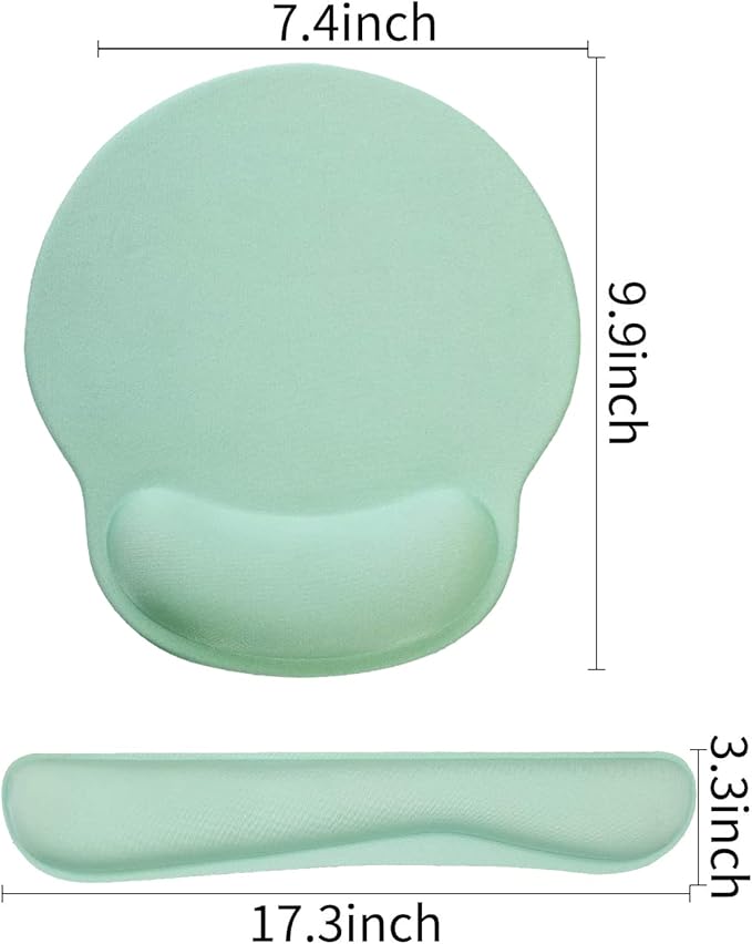 Ergonomic Keyboard Mouse Pad Wrist Rest Support Set for Laptop/Computer/Desktop,Memory Foam Hand Rest Wrist Cushion for Gaming/Office,Lightweight Comfortable & Pain Relief (Light Green)