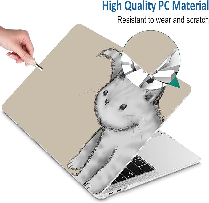 Compatible with MacBook Pro 13 Inch Case M2/M1 2025 2022-2017 A2338 A2289 A2251 A2159 A1989 A1706 A1708 Plastic Hard Shell Case&Keyboard Skin&Mac OS Keyboard Sticker (Gray Cat)