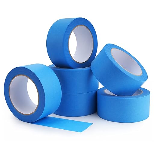 Lichamp Blue Painters Tape Bulk, 6 Pack 1.9 inch Wide by 55 Yards Paper Tape, Blue Tapes for Crafts Arts