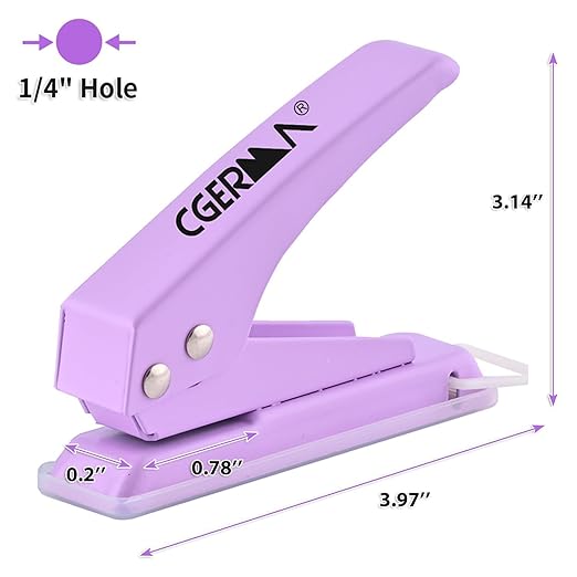 Single Hole Puncher, 3 Pack ， 1/4" Hole, 50% Labor Savings, Heavy Duty Metal Punch, 15 Sheet Capacity, for ID Cards, Chipboard, Art Project, Crafts Easy Punching,
