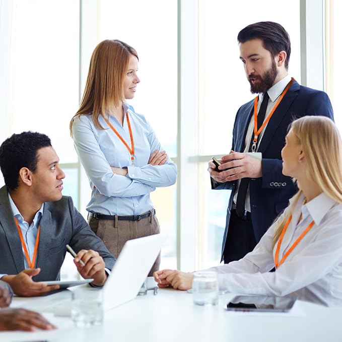 Lanyards for Id Badges Holder Bulk Lanyard with Clip Swivel Hooks for Name Tag ID Badge Holder,Students, Employees (10, Orange)