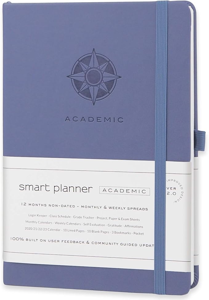 Smart Academic Planner - A5 Size 8.6 x 5.7 inches - Undated Daily Planner for School - Daily, Weekly, and Monthly Scheduling - Student Planner for Maximizing Focus and Productivity (Lavender)
