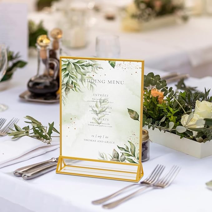 Acrylic Sign Holder 8.5x11 Clear Acrylic Frames Display Stand Double Sided Table Menu Holders for Wedding Table Numbers Restaurant Photos（8 pcs）