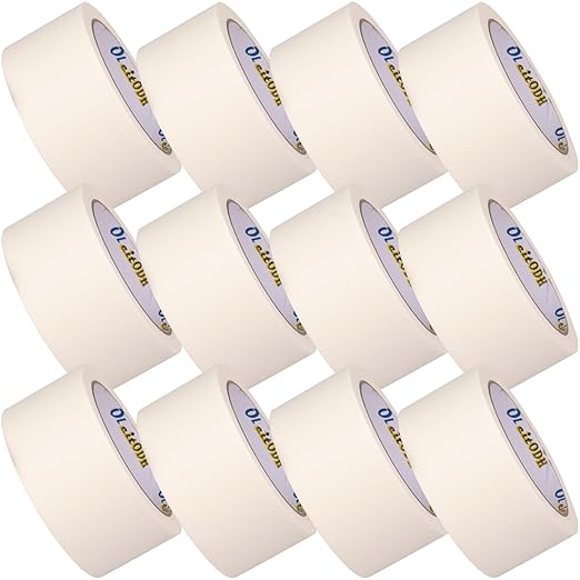 12 Rolls White Painters Tape Bulk 2 inch x 660 Yards, Painters Masking Tape No Residue Wall Painting Tape Artist Tape Trim Edge Finishing Tape for Wall Painting Decoration DIY Supplies