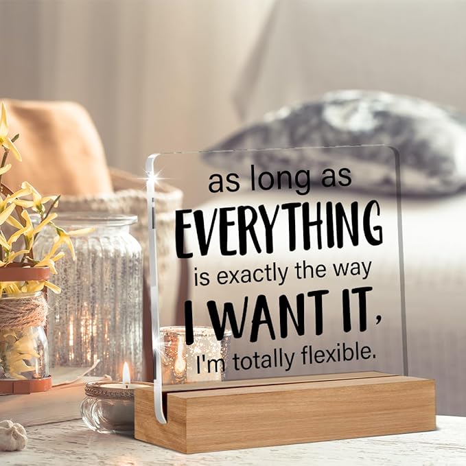 Funny Office Gift Humor Gifts for Coworker Colleague Leader Boss Office Clear Desk Decorative Sign Acrylic Sign With Wooden Stand for Desk Table Shelf