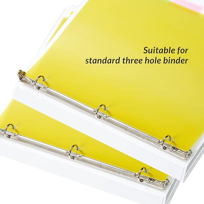 Seashell 5-Tab 6 Sets Plastic Binder Dividers, 8 Tab Insertable Index Dividers with 3 Hole Punch, Letter Size, Durable, Assorted Colors, School Subject Binder Organizers