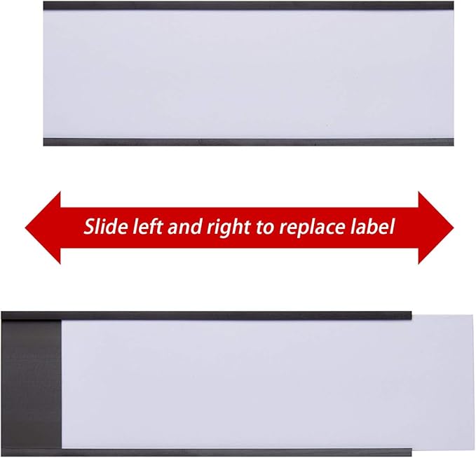 Eeoyu Magnetic Label Holders with Magnets Magnetic Data Card Holders with Clear Plastic Protectors for Metal Shelf, Whiteboard, Set of 50 (2 x 5.5 Inch)