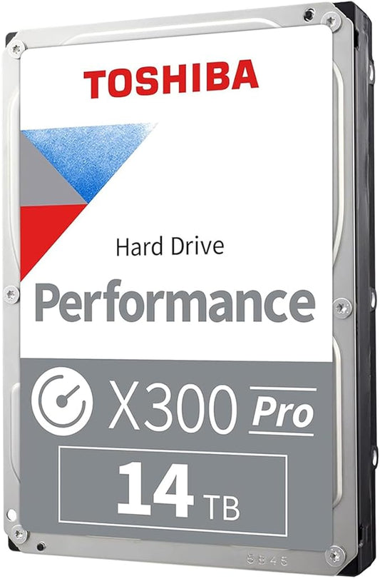 Toshiba X300 PRO 14TB High Workload Performance for Creative Professionals 3.5-Inch Internal Hard Drive – Up to 300 TB/Year Workload Rate CMR SATA 6 GB/s 7200 RPM 512 MB Cache - HDWR51EXZSTB