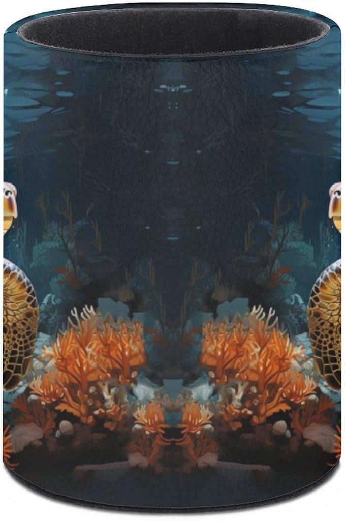 Sea Turtle Pen Holder Pencil Organizer Cute Pencil Cup Desk Decor Makeup Brush Holder PU Multifunctional Office Suppliesfor Home Classroom School