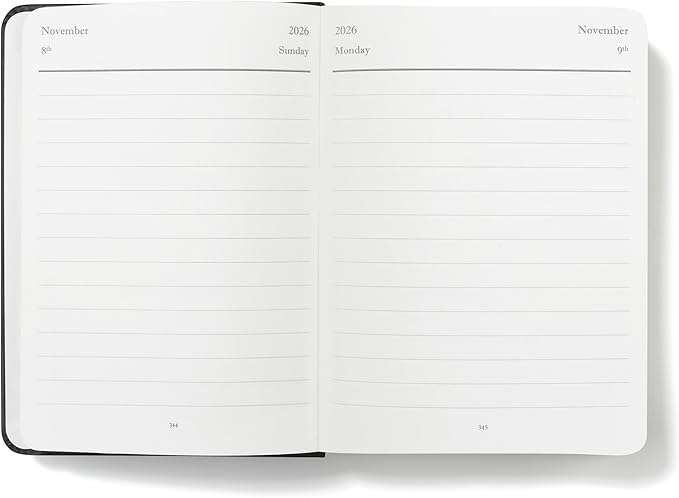 Wykeham's Executive 2026 Daily Journal Planner – US Public Holidays & Format – Customization Available (Black, 6"×4.5")