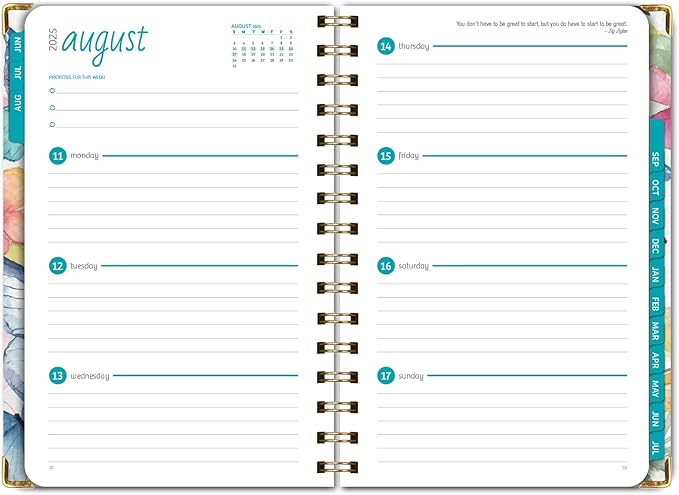 HARDCOVER Academic Year 2025-2026 Planner: (June 2025 Through July 2026) 5.5"x8" Daily Weekly Monthly Planner Yearly Agenda. Bookmark, Pocket Folder and Sticky Note Set (Watercolor Butterflies)