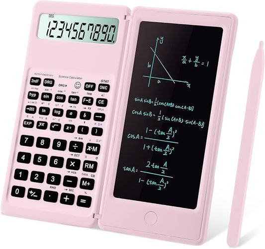 Scientific Calculators for Students, 10-Digit Large Screen, Math Calculator with Notepad, Classroom Must Haves for Middle High School Supplies & College （Pink