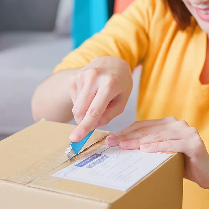 DIYSELF Box Cutters, 12 Pack Box Cutter Retractable, Box Cutters Knife with Single Edge Razor Blade, Utility Knife All Metal Shell, Letter Opener for Packages, Boxes, and Paper