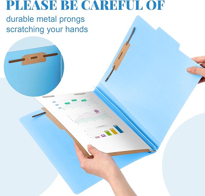 Skyygemm 48 Pcs Classification Folders Letter Size, 1 Divider Pressboard File Folder with Fasteners, Expanding File Organizer Bulk for Teachers, Clergy, Office, Church, Christmas Donations (Blue)