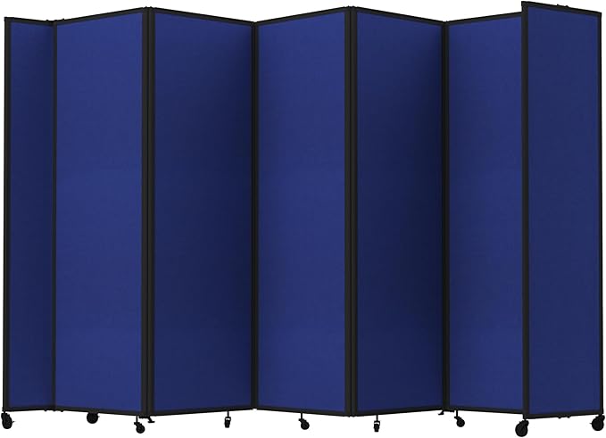 Versare Room Divider 360 Portable Wall Partition | Folding Panels | Large Freestanding Divider | Locking Wheels | Temporary Room Separator | 14' x 7'6'', Royal Blue