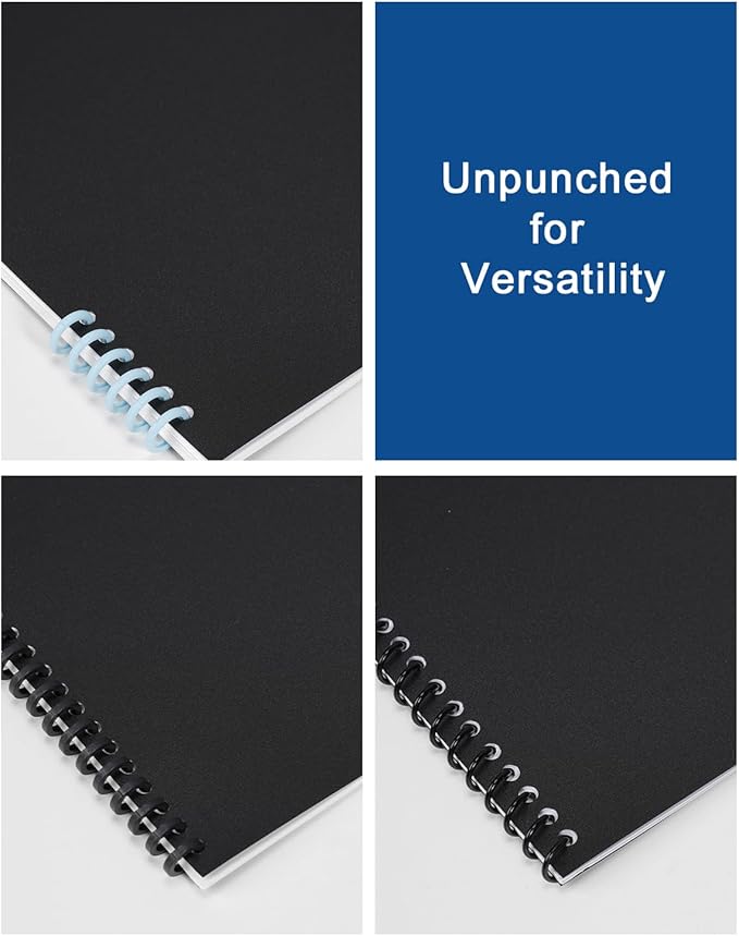 Dynta Binding Covers 120 Pack Black Sand-Textured Report Covers Sheets for Binding, Letter Size 8-1/2 x 11 Inches, 14 mil Presentation Binder, Office Supplies, Un-Punched, Square Corners