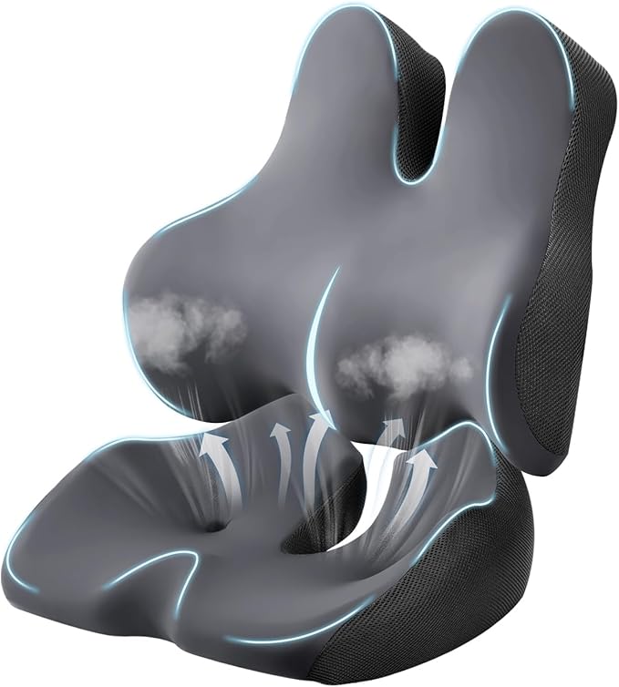 Seat Cushion for Tailbone Pain Relief X-Large,Ergonomic Office Chair Cushion for Butt Hip Lower Back & Sciatica Pain Relief Pillow,Pressure Relief Seat Cushion for Long Sitting,Office & Car (Black)