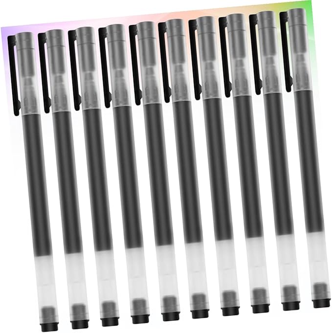 10pcs Gel Ink Pens Black Fine Tip Large Ink Capacity Smooth Writing Office School Supplies