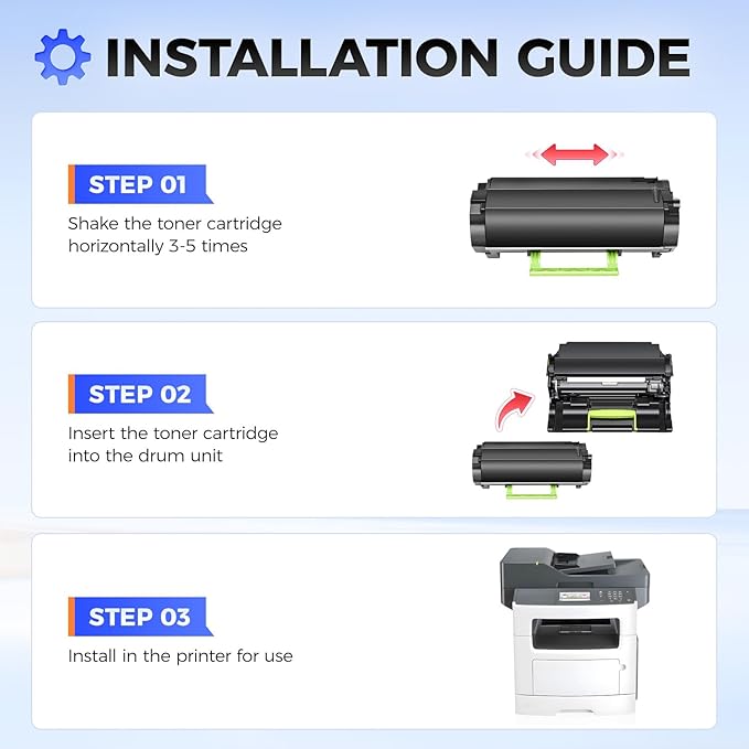 60F1X00 Toner Cartridge Black 1-Pack Extra High Yield With Chip Replacement for Lexmark 601X 60F1X00 Toner Compatible with Lexmark MX510de MX511 MX511de MX511dte MX610de MX611 MX611de MX611dfe Printer