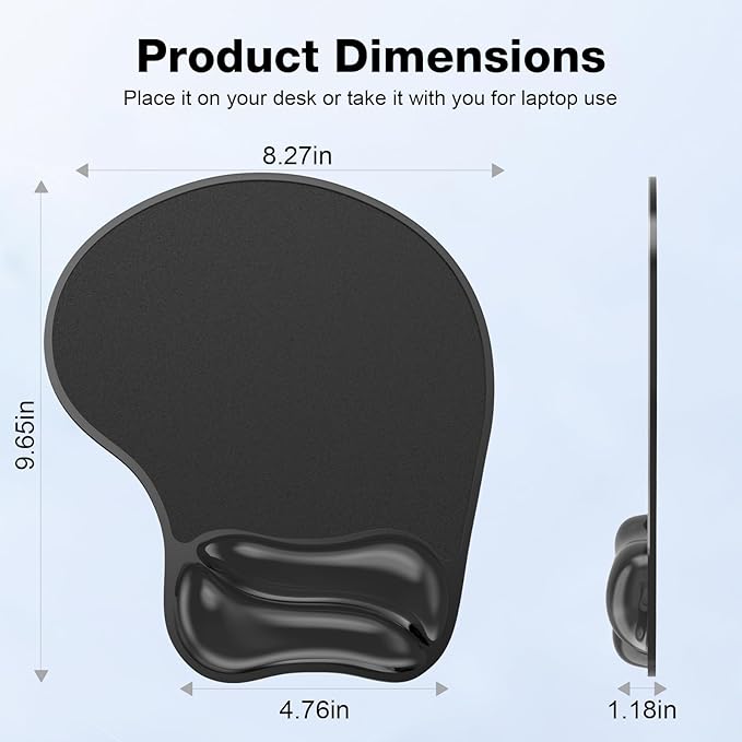 Mouse Pad with Wrist Rest, Ergonomic Mouse pad Gel Comfortable Computer Wrist Support for Laptop, Pain Relief Mousepad with Non-Slip PU Base for Office & Home Black