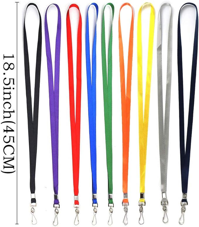 Beebel Orange Lanyards 100 Pcs Lanyard for Id Badges Flat Lanyard with Badge Clip with J-Hook (Orange)