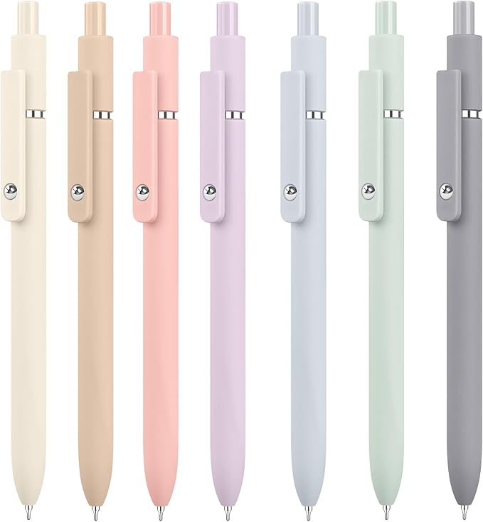 Vanhench 7Pcs 0.5mm Black Ink Pens Fine Point Smooth Writing Gel Pens Quick Dry with Soft Silicone Touch Barrel & Fidget Stress Ball, Multifunction Writing Office Desk Nurse School Supplies