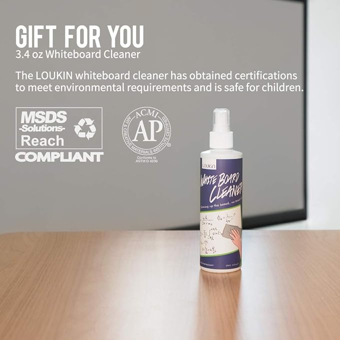 loukin Magnetic Dry Erase Eraser, Whiteboard Eraser, Glass Board Remover, 3.4 fl oz Whiteboard Cleaner Included, for Classroom, Home and Office Use (Blue)