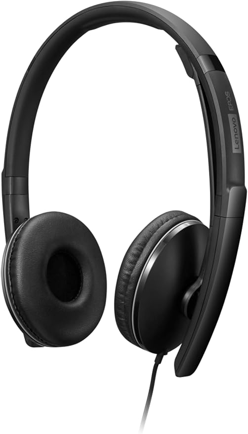 Lenovo Wired ANC Headset Gen 2 (Teams) with Active Noise Cancellation, EPOS BrainAdapt & ActiveGard Tech, Lightweight, USB-C, Plug-and-Play, Zoom Certified, Customizable, Hearing Protection