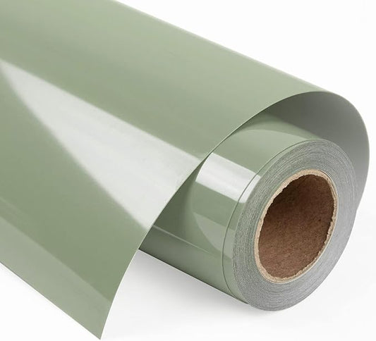VINYL FROG Heat Transfer Vinyl Roll HTV Vinyl - 12" x12ft Khaki Green Iron on Vinyl for T-Shirts, Heat Press Vinyl for DIY Craft Designs (Khaki Green)