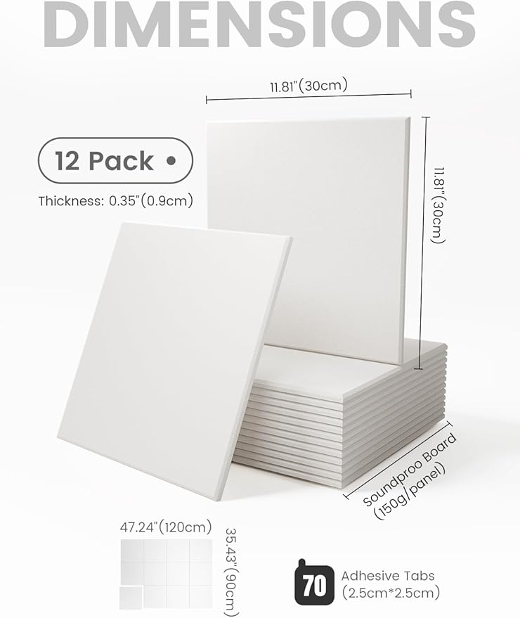 Large Felt Bulletin Board 48" x 36" Cork Board Alternative-12 Pack with 70 Safe Removable Adhesive Tabs, Cork Boards for Walls Cork Board for Home Office Classroom Pin Board - Milky White