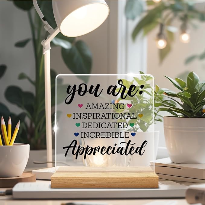 Appreciation Gifts for Men Women, Thank You Gifts for Mentor Leader Coach Boss Colleague, Acrylic Desk Sign Decor