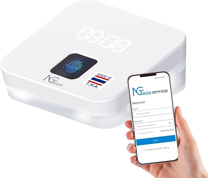 NGTeco Time Clock Cloud-Based, TC4 Fingerprint Time Clocks for Employees Small Business, 2.4G WiFi Customization Rule Clock in Machine with Remote Control Software ＆ iOS/Android App, No Monthly Fee