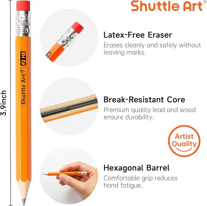 Shuttle Art 400 Pack Golf Pencils With Erasers, #2 HB Pencils Bulk, 3.5” Mini Pencil, Pre-Sharpened Small Pencil for Kids Teachers Classroom Games, Back to School Supplies