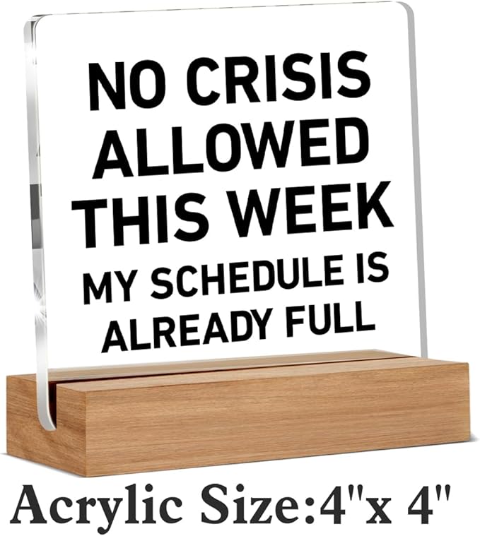 Boss Day Gifts, Cool Gifts for Bosses Women Men, Funny Boss Gift for Manager Coworker, No Crisis Allowed This Week Office Decorative Signs Plaque for Desk