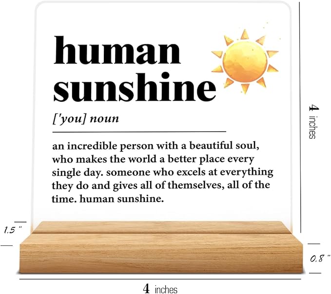 Human Sunshine Motivational Gift for Women Men, Employee Appreciation, Coworker Leader Teacher Coach Mentor, Definition Acrylic Desk Sign Decor