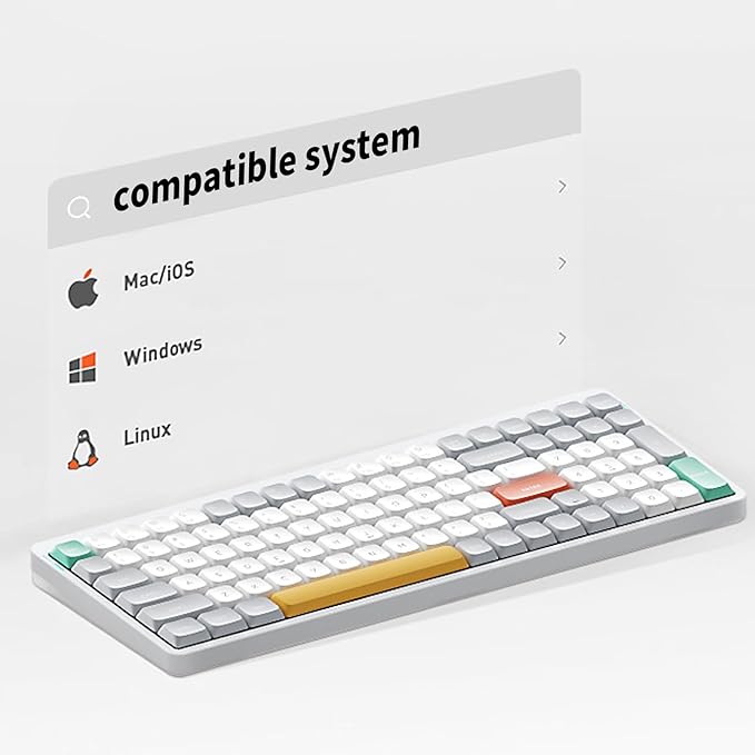 nuphy Air96 V2 Wireless Mechanical Keyboard,100 Keys RGB Backlit Keyboard,Supports Bluetooth 5.1,2.4G and Wired Connection,for PC/Laptop/Windows/Mac -White Gateron Blue Switch