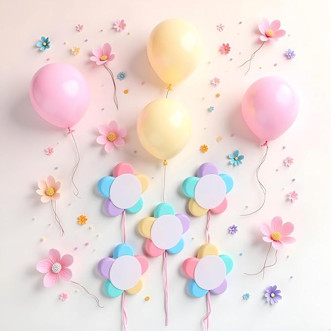 Leery Macaron Petals Highlighters,5-in-1 Flower Shape Watercolor Pen Set, Fluorescent Pastel Markers for Journaling, Note Taking, Office & School Aesthetic Supplies (5)