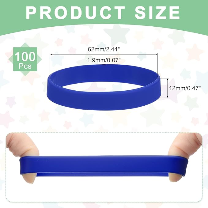 MECCANIXITY 100Pcs Silicone Rubber Bands Non-slip 4 Inch Flat Elastic Rubber Wrapping Bands for Books, Traps, Art, Wrapping Paper, Cord Wraps, Dark Blue