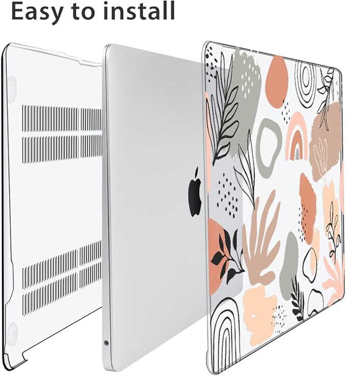 Compatible with MacBook Air 13 inch Case 2022 2021 2020-2018 Release M1 A2337 A2179 A1932 with Touch ID, Hard Print Case + Keyboard Skin + Webcam Cover + Screen Protector, Abstract Plant