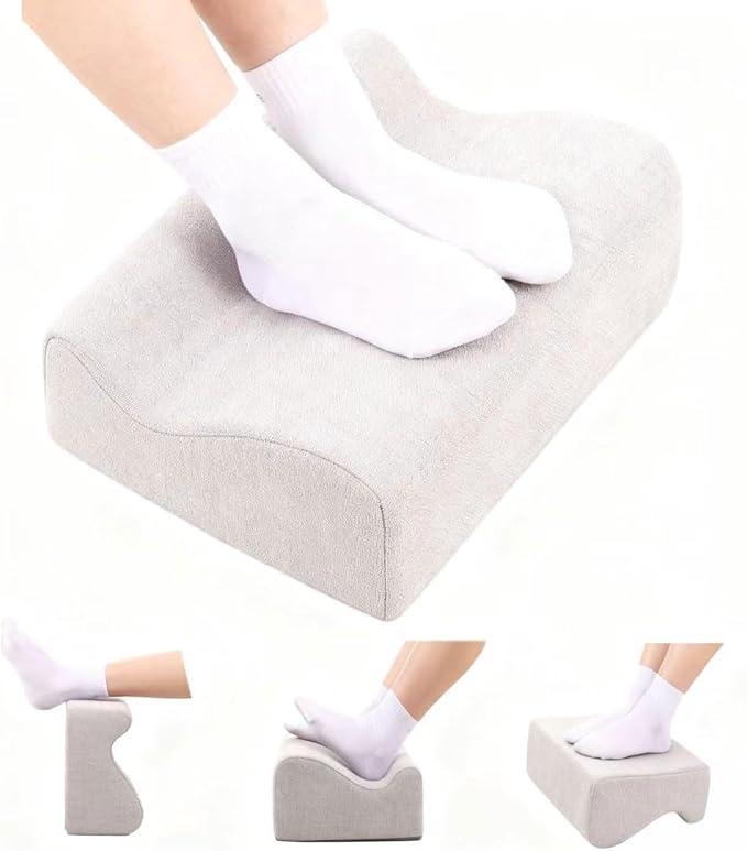 Foot Rest for Under Desk at Work, Ergonomic Under Desk Footrest with Washable Cover, Memory Foam Foot Stool for Office Chair & Gaming Chair, Back & Hip Pain Relief, Light Grey
